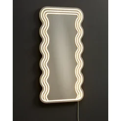 Kwantum Spiegel Met Verlichting - Wave - Neon - Warm Wit - 70x35 Cm